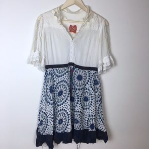Free People | Vintage white / blue Dress 2